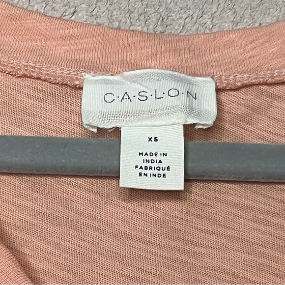 Caslon V-Neck Oversized Tee Shirt-Peach-Women’s XS-Casual-Summer-Classic-Cotton - Picture 2 of 7